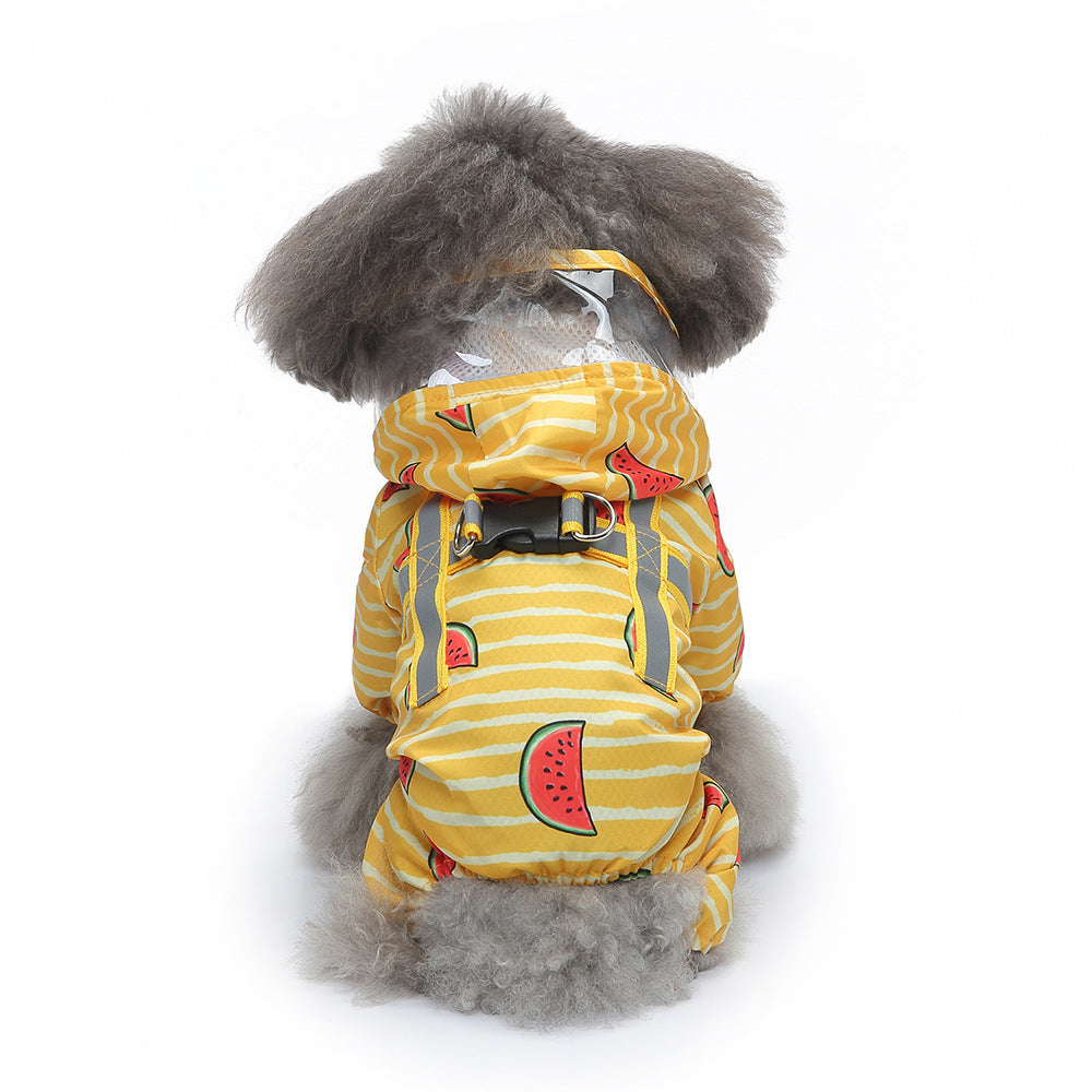 Pet Sound Dog Raincoat à quatre pattes Reflective Raincoat Pattern Dog Four Seasons Universal