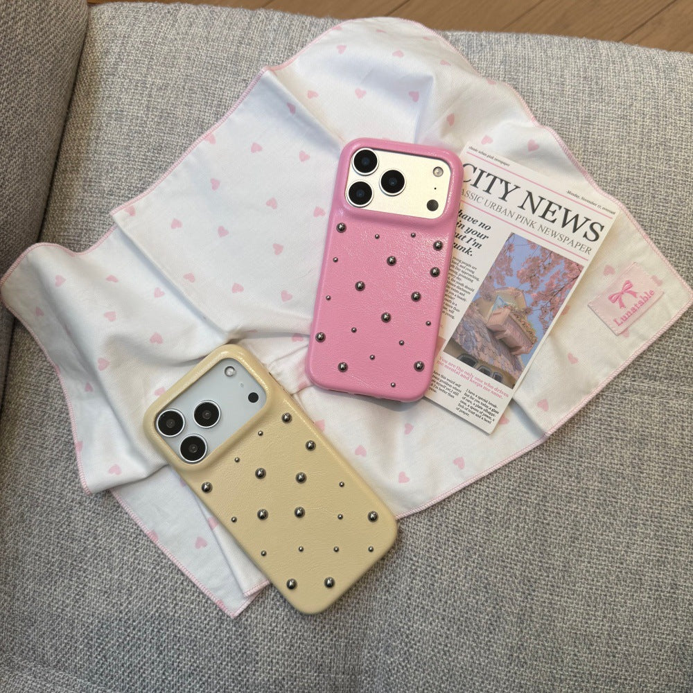 Perles en cuir Design Creative Phone Case Couverture de protection couleur unie