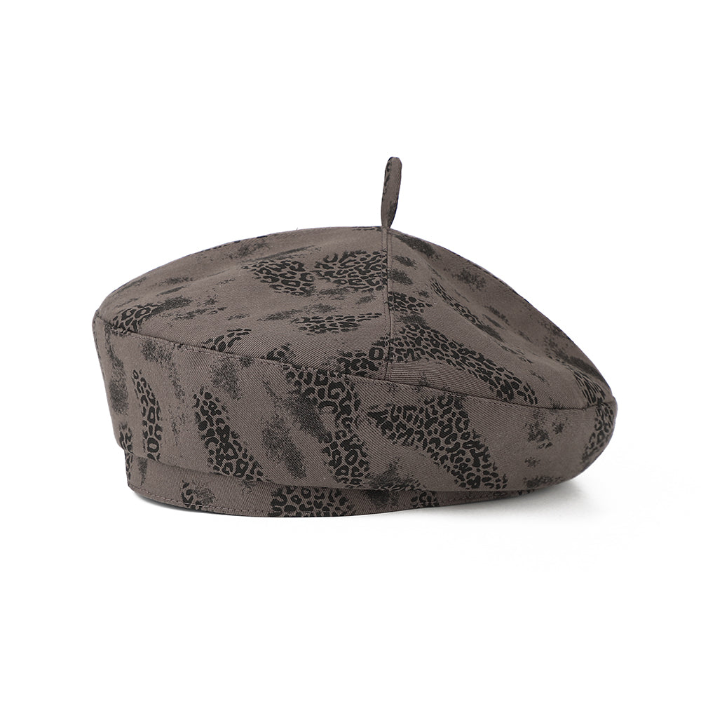 Mode Retro Gradient Leopard Imprimé Chapeau avec un Beret Top. Style de fille de style coréen