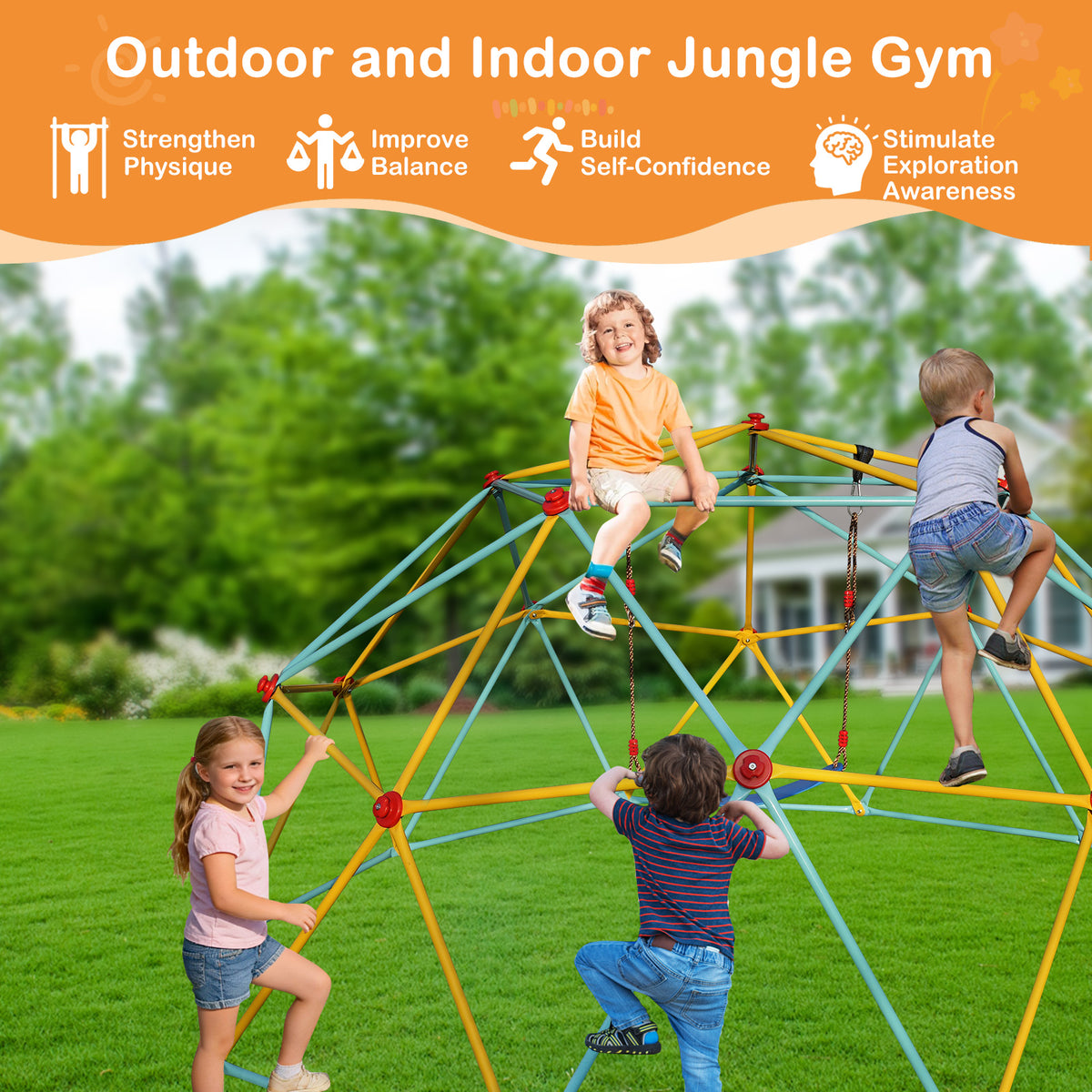 Gymnase de la Jungle pour enfants à 10 pieds pour les alpinistes du parc Dome Et balancer