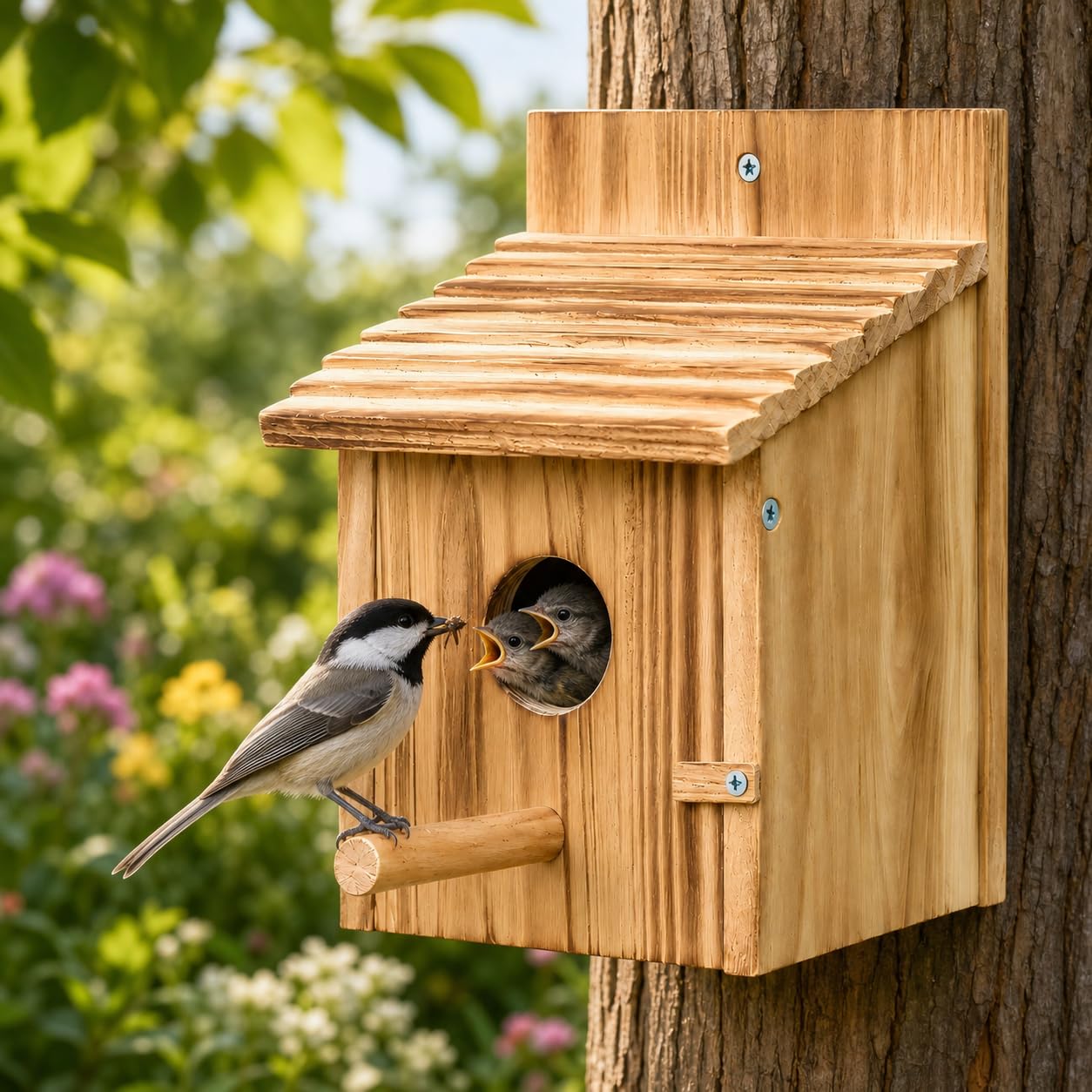 Maison d'oiseaux en bois pour l'extérieur
