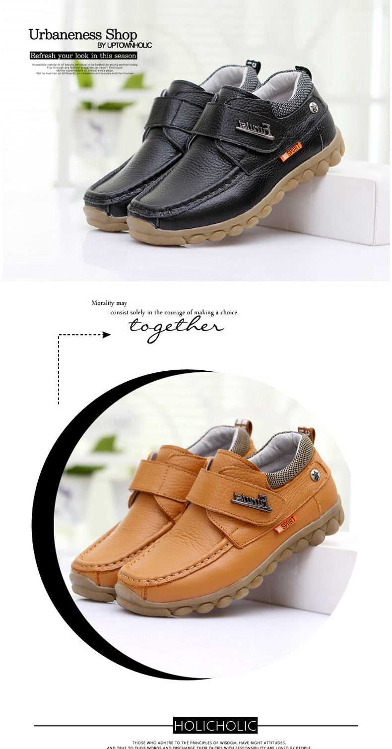 Pompes en cuir véritable pour garçons Soft Bottom Middle and Big Children