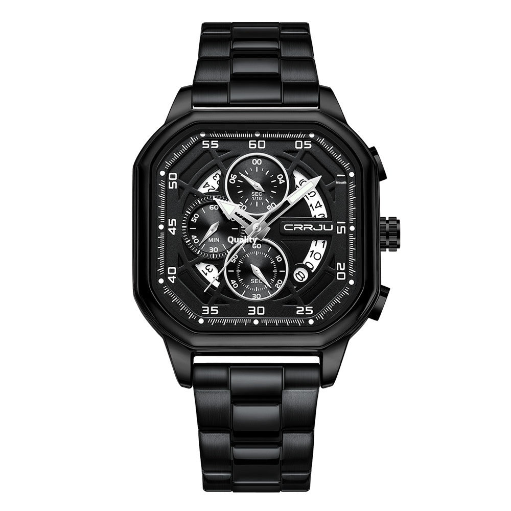 Waterproof Square Couple Multifunctional Calendar Steel-Strap Fashion Watch