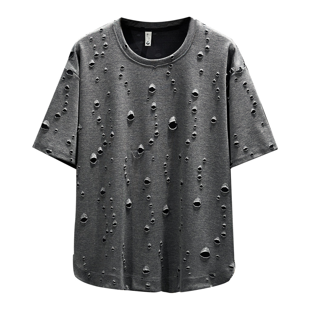 T-shirt à col d'équipage de style Américain pour hommes Baggy avec détails et toile respirante