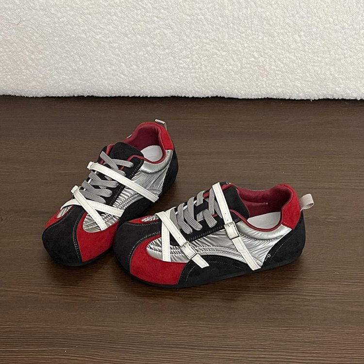 Femmes Retro Color Bloquer des formateurs de talons cachés