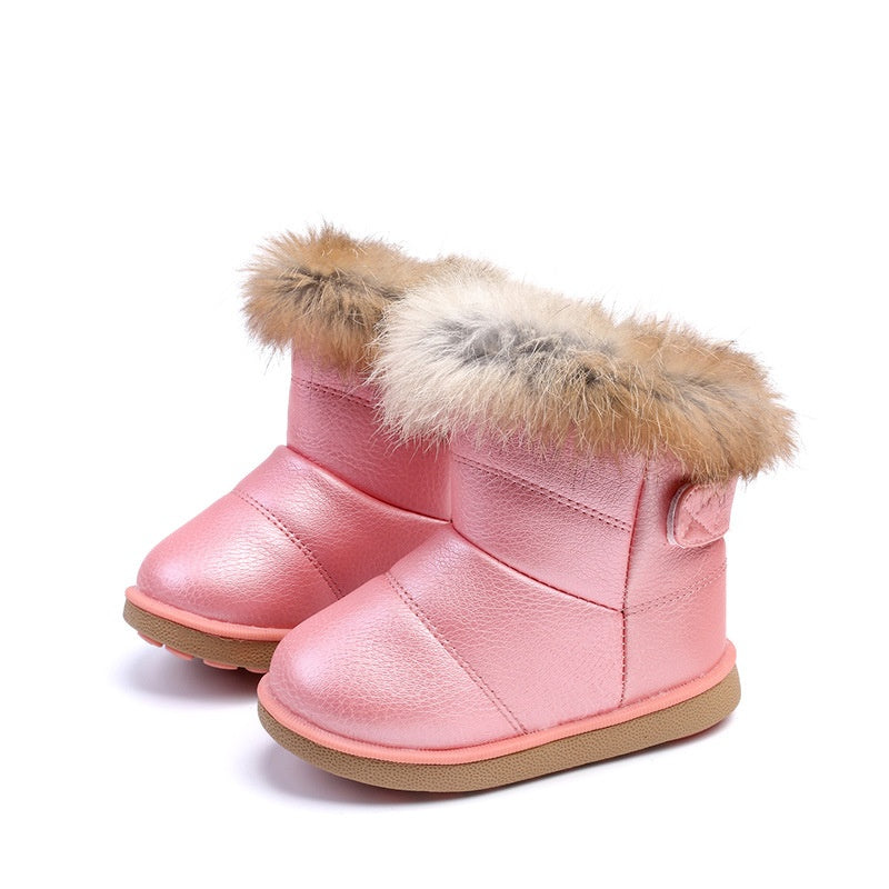 Bottes de coton de coton de neige en vraie fourrure de lapin épaissie