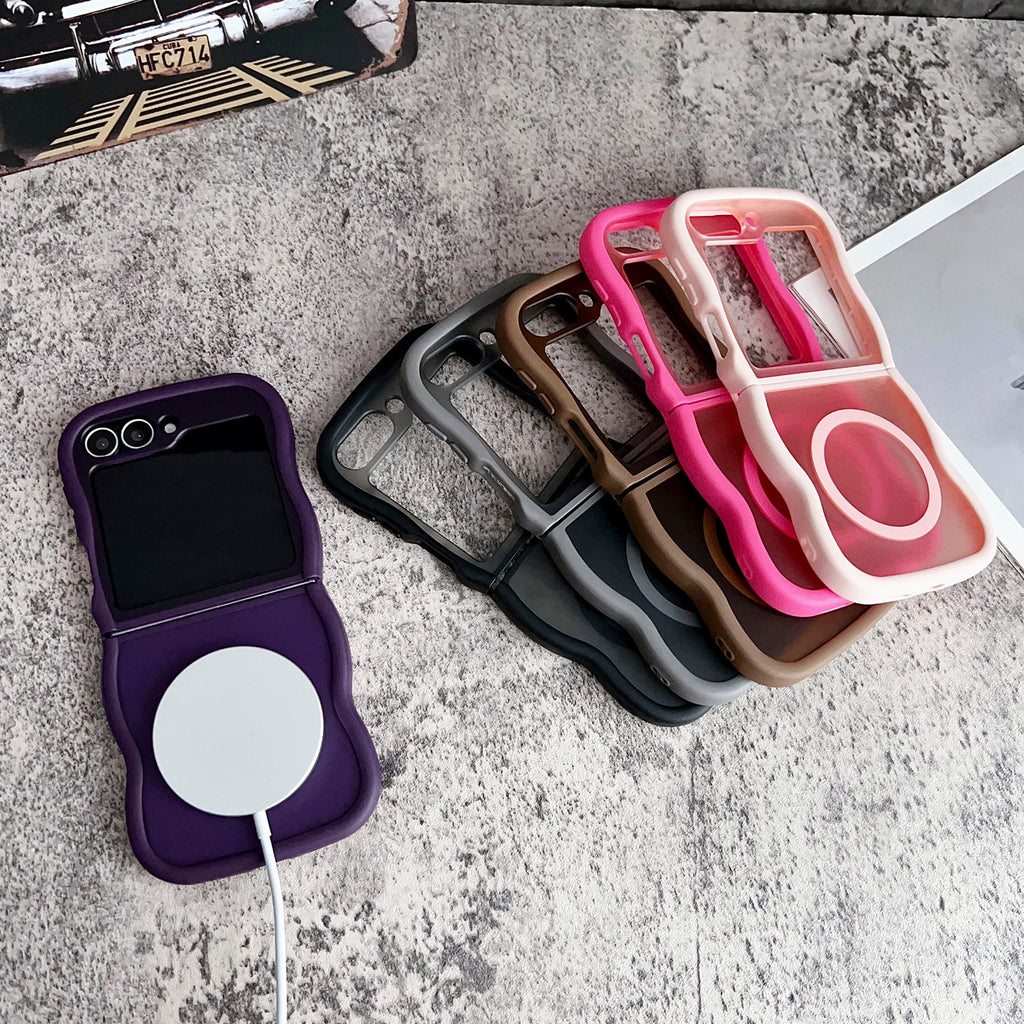 Boîtier de téléphone magnétique Écran pliable Couleur transparente Couverture de protection tout compris
