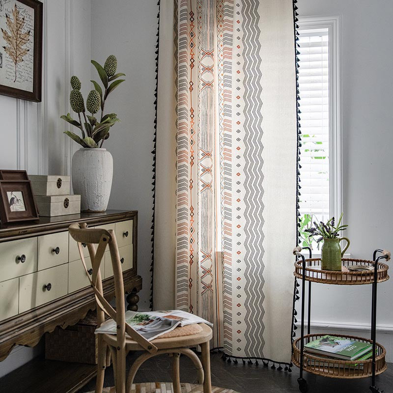 Coton crème Boho et imprimé en lin