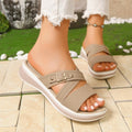 Light Khaki Flip-flops avec Double Straps Plateforme Femmes Sandales de haie