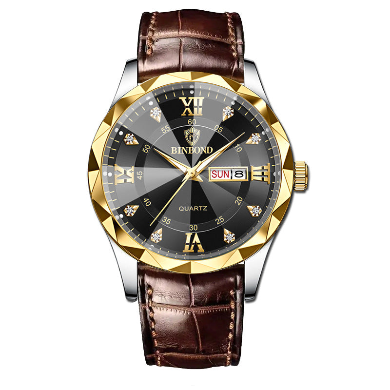 Véritable montre Quartz d'étudiant homme en cuir imperméable à l'eau