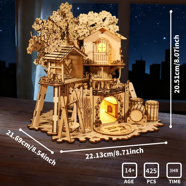 3D en bois Puzzle Tree House avec léger artisanat fait main Assemblage Kits de modèle