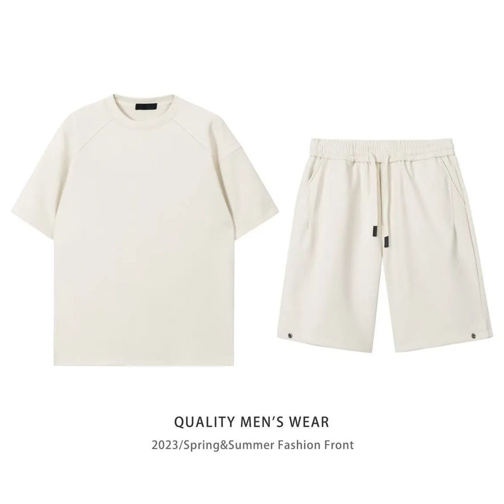 Simple Short-sleeved Couple Style Slip Two-Piece