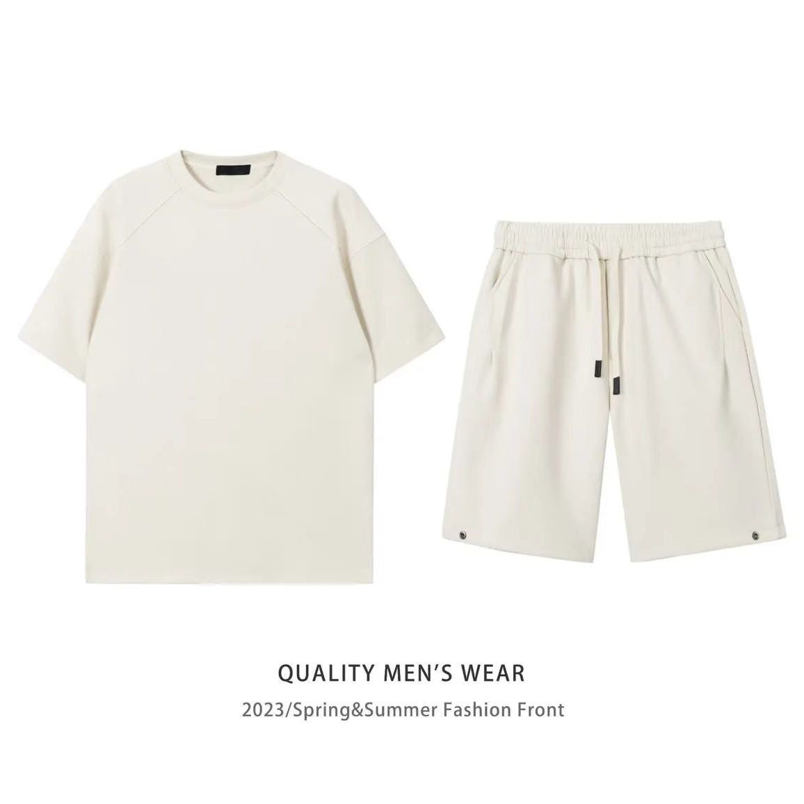 Simple Short-sleeved Couple Style Slip Two-Piece