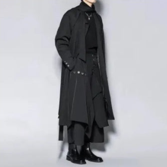 Manteau de longue taille pour hommes de style japonais irrégulier