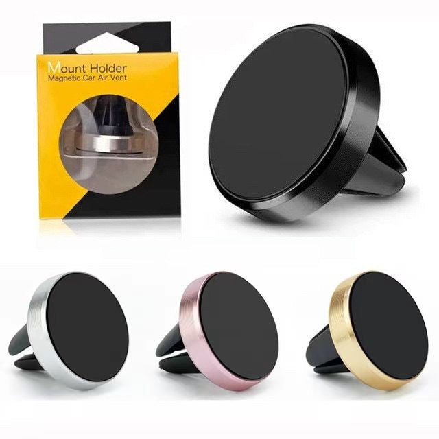 Support de téléphone magnétique rond autocollant en alliage d'aluminium