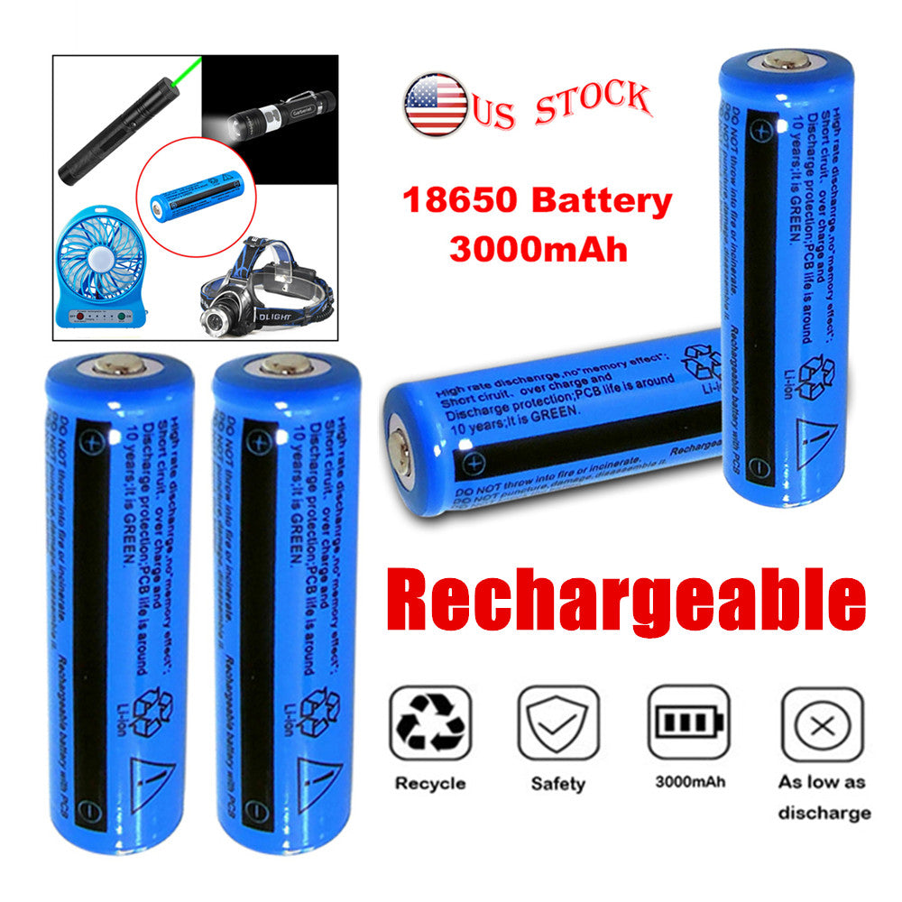 Batterie de 50 et 100pcs 3.7V Li-ion rechargeable 3000mAh 18650 Batteries pour lampe de poche de torche L