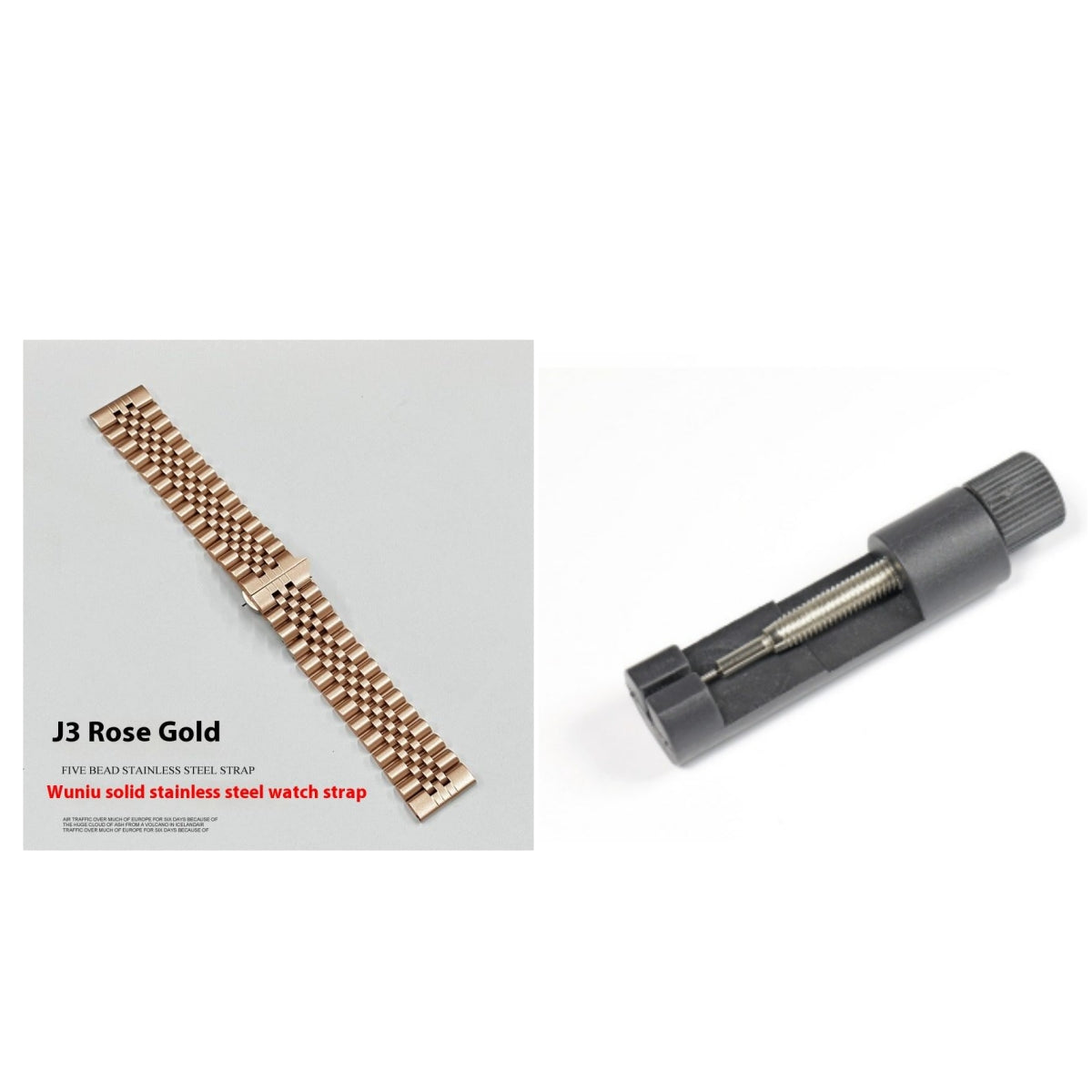 Bracelet en acier inoxydable massif à cinq perles