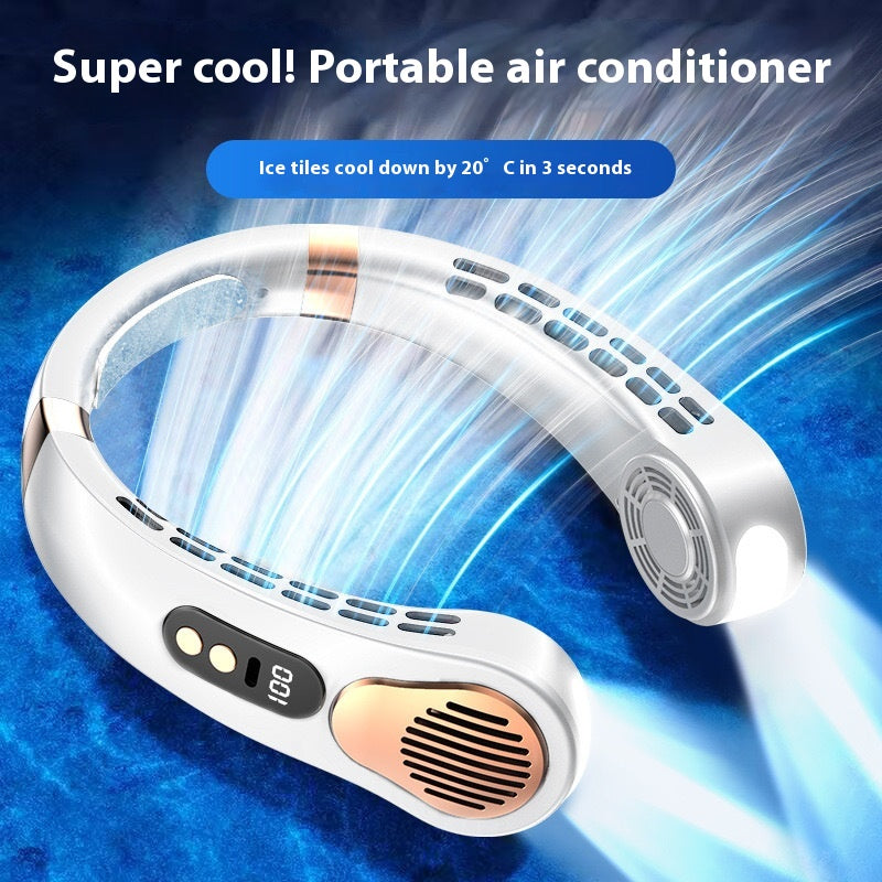 Avec affichage numérique léger Ventilateur de Halter sans feuille USB portable Mute Lazy Student Outdoor Halt