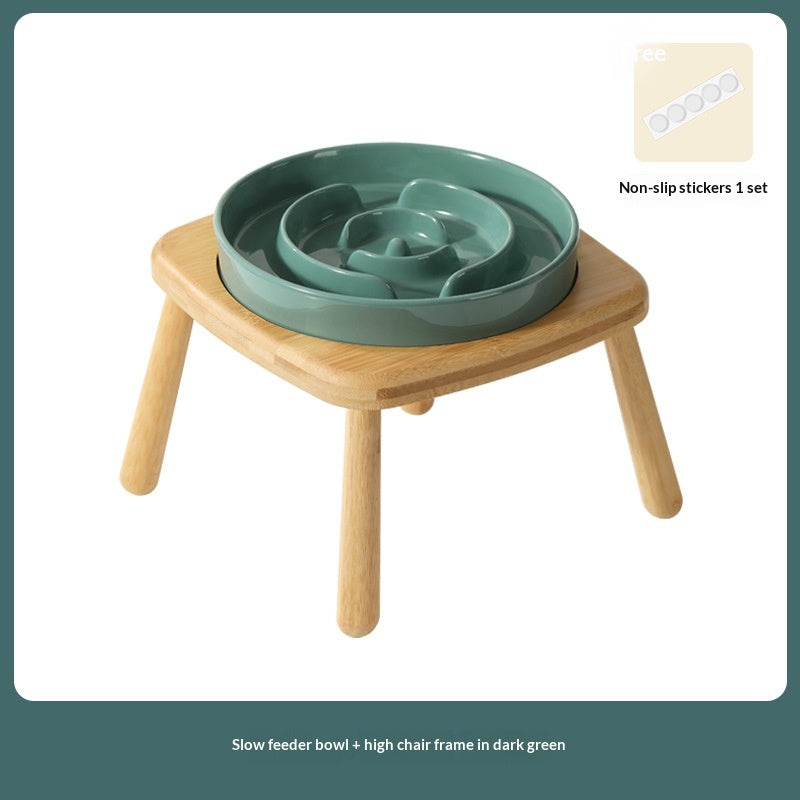Ceramic Dog Bowl Pet Dog Slow-Feeding Anti-Choking Fooder Tip-Proof Bowl