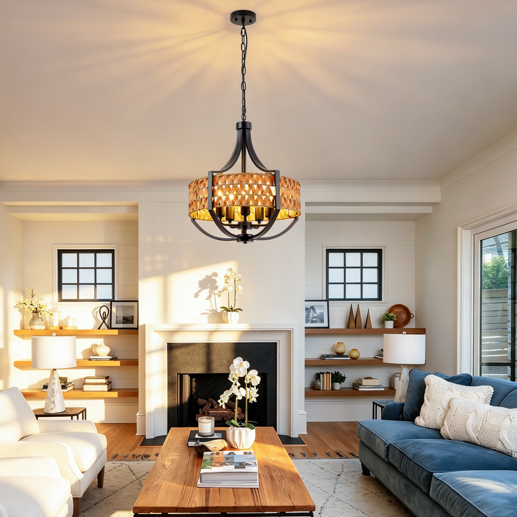 19.7" Rattan Chandelier