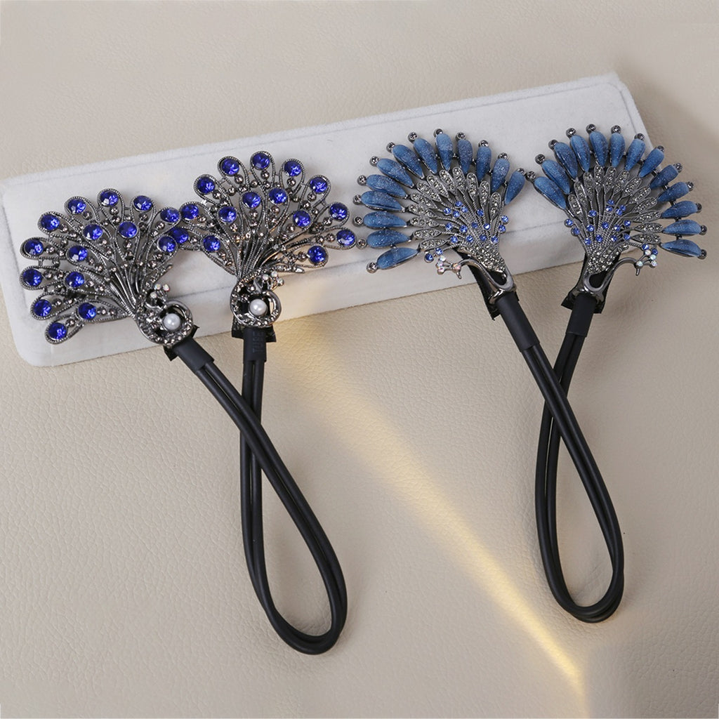 Retro Blue Peacock Style Diamond Clip perle clouté Exquisement élégant pour les courbes et