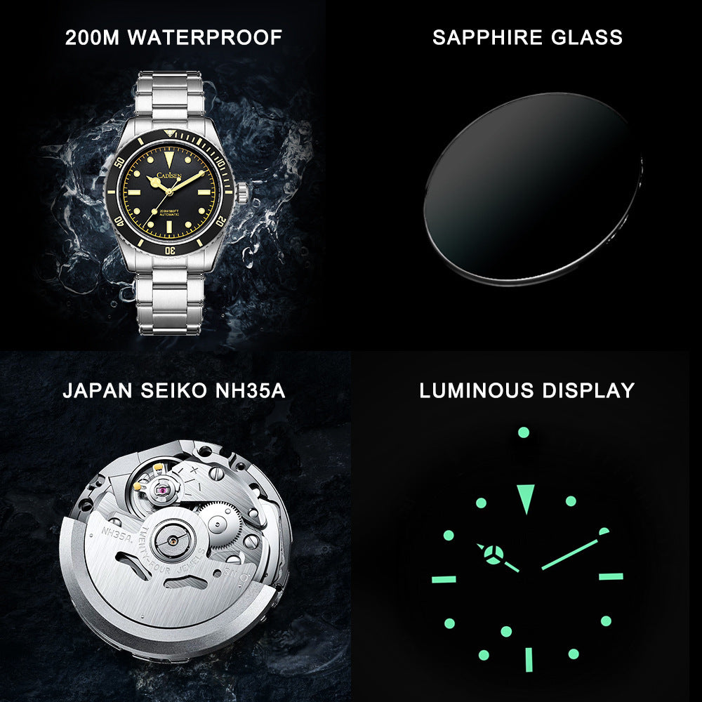 Montre mécanique de mode imperméable pour hommes
