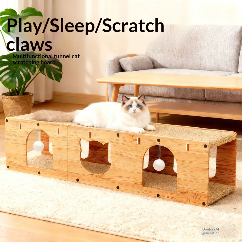 Lit chat pour animaux de compagnie, tableau de scratching pour chats droits, tunnel pour chats, jouet pour chats, self