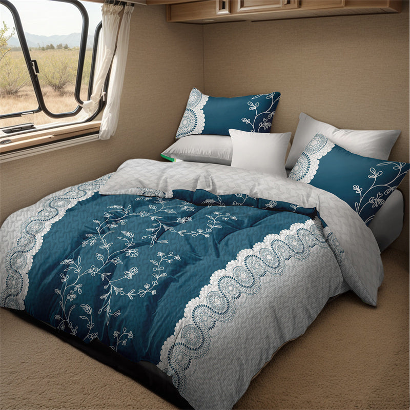 Set de courtepointe à 3 pièces de fleur de sarcelle avec 2 shams d'oreiller assortis