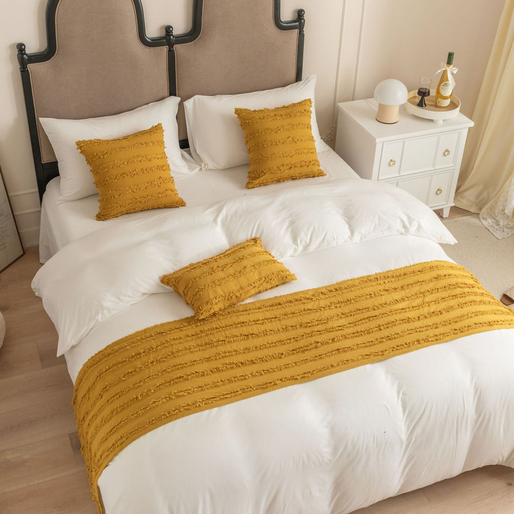 Drapeau de lit en coton de couleur solide Jacquard