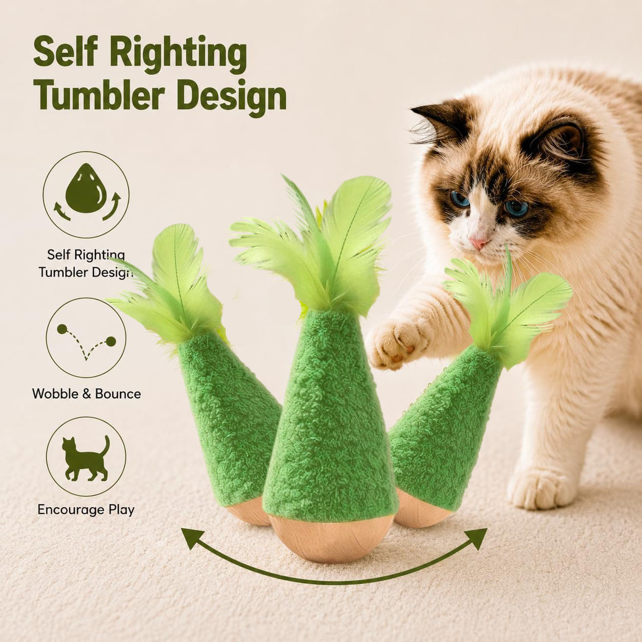 2-Pack Interactive Wobble Cat Toy avec plume