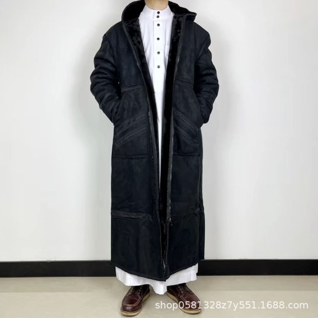 Hommes Suede-comme Robe avec Hood et des poches pour la chaleur en hiver