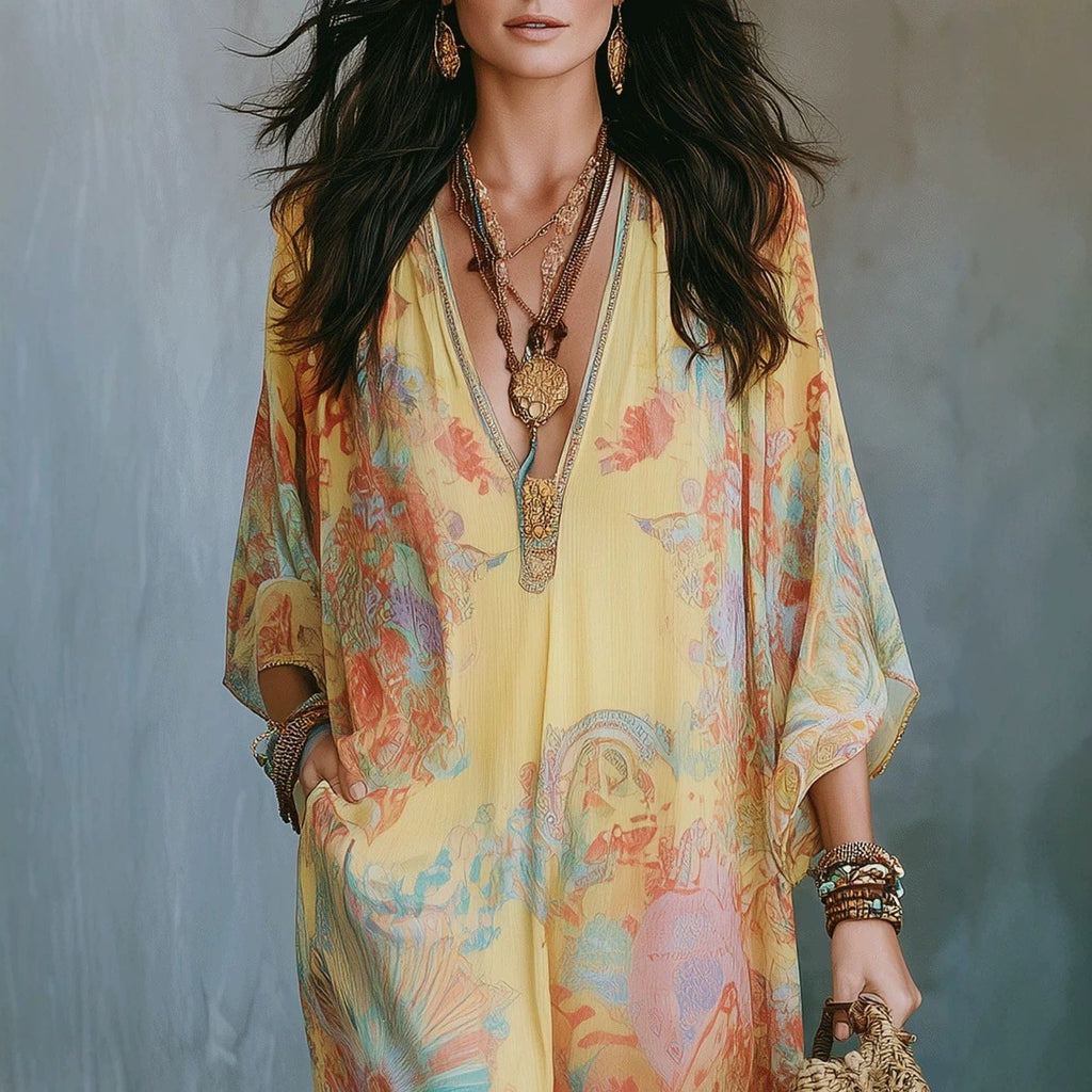 Women's Fresh and Flowy Printed Retro Dress
