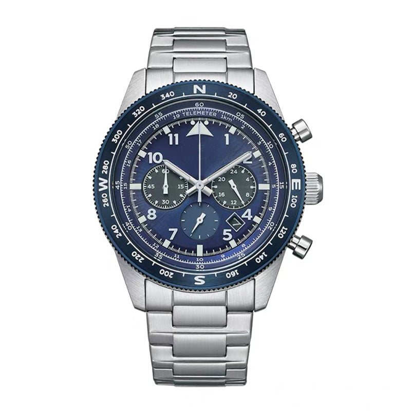 Montre masculine multifonctionnelle à six broches de quartz lumineux