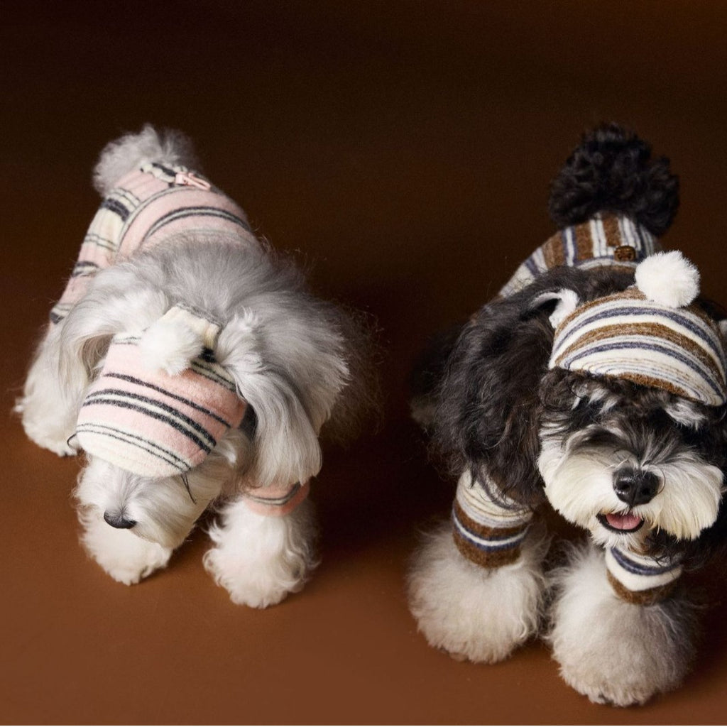 Accessoires pour animaux Chapeau de boule en fourrure rayée