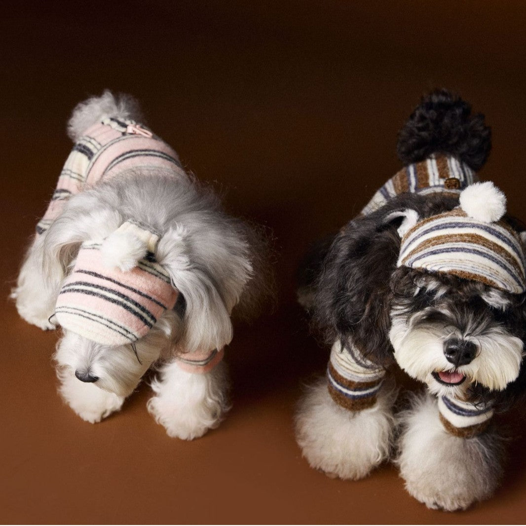 Accessoires pour animaux Chapeau de boule en fourrure rayée