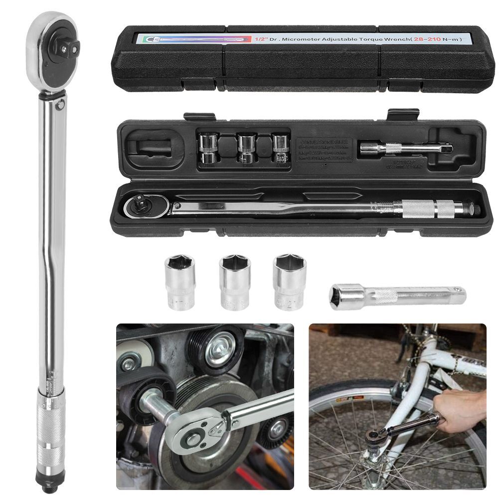 7pcs 1 2 pouces porte-torque à cliquet 28 - 210Nm avec 17 19 21mm prise de courant