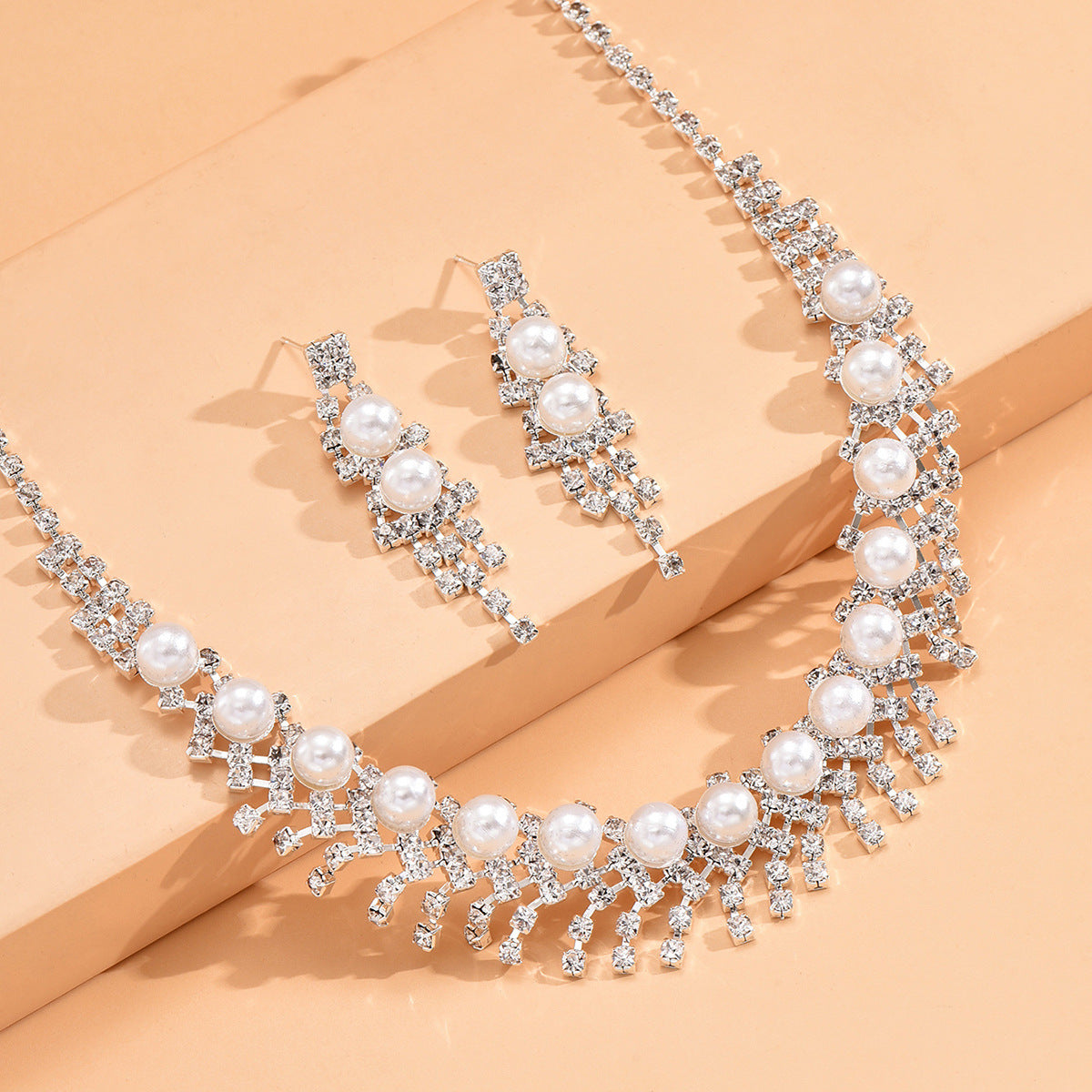 Ensemble de bijoux Femmes Imitation Pearl CZ 2Pcs