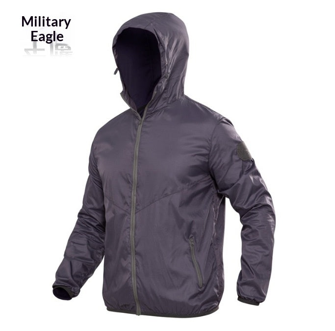 Séchage rapide Camouflage Skin Suit Tactical Hooded Outdoor Windbreaker avec desi respirant