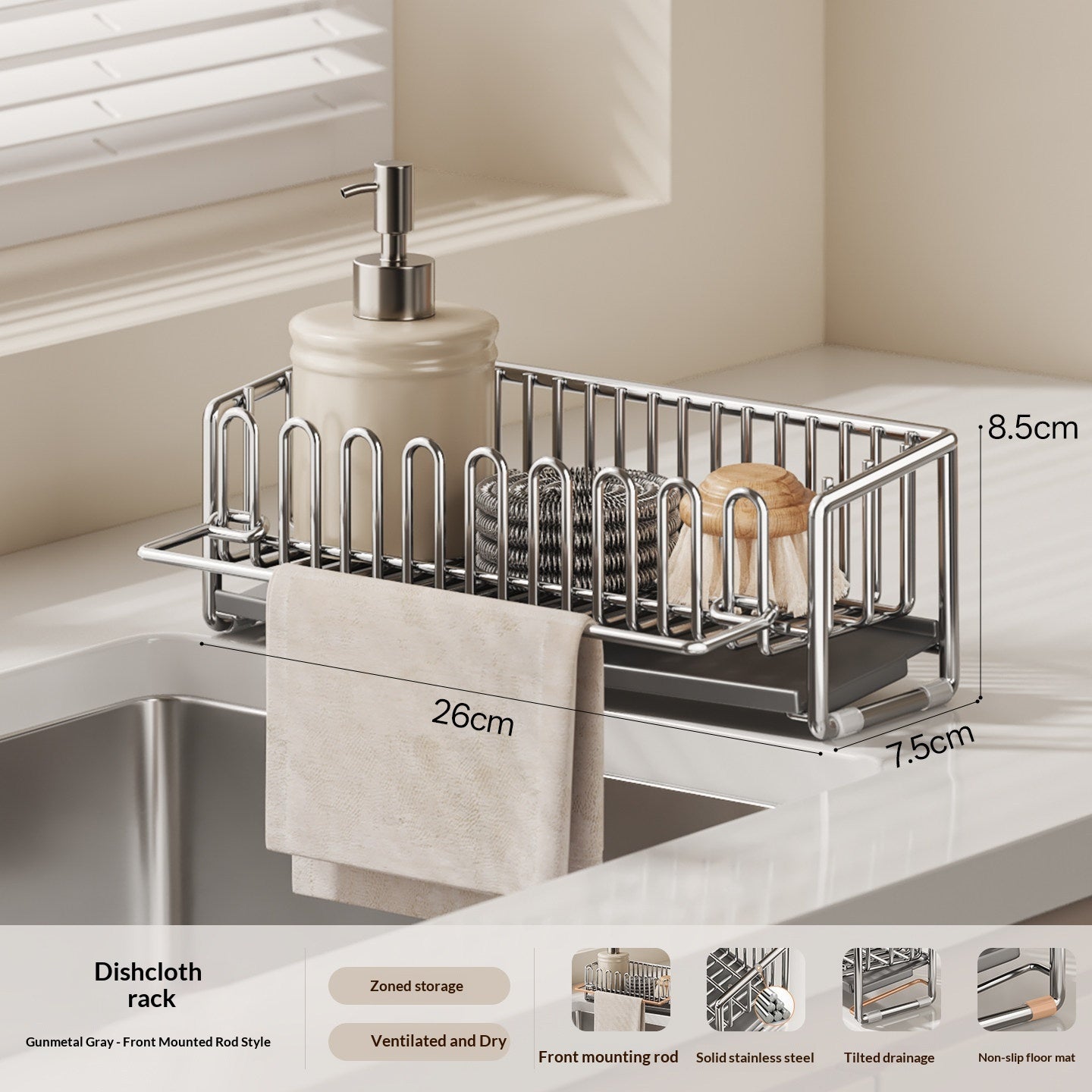 Kitchen Acier inoxydable Dishwhabil Porte-clac de séchage