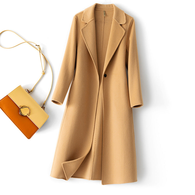 Robe en cachemire Femmes Laine mi-longueur Vêtements de dessus