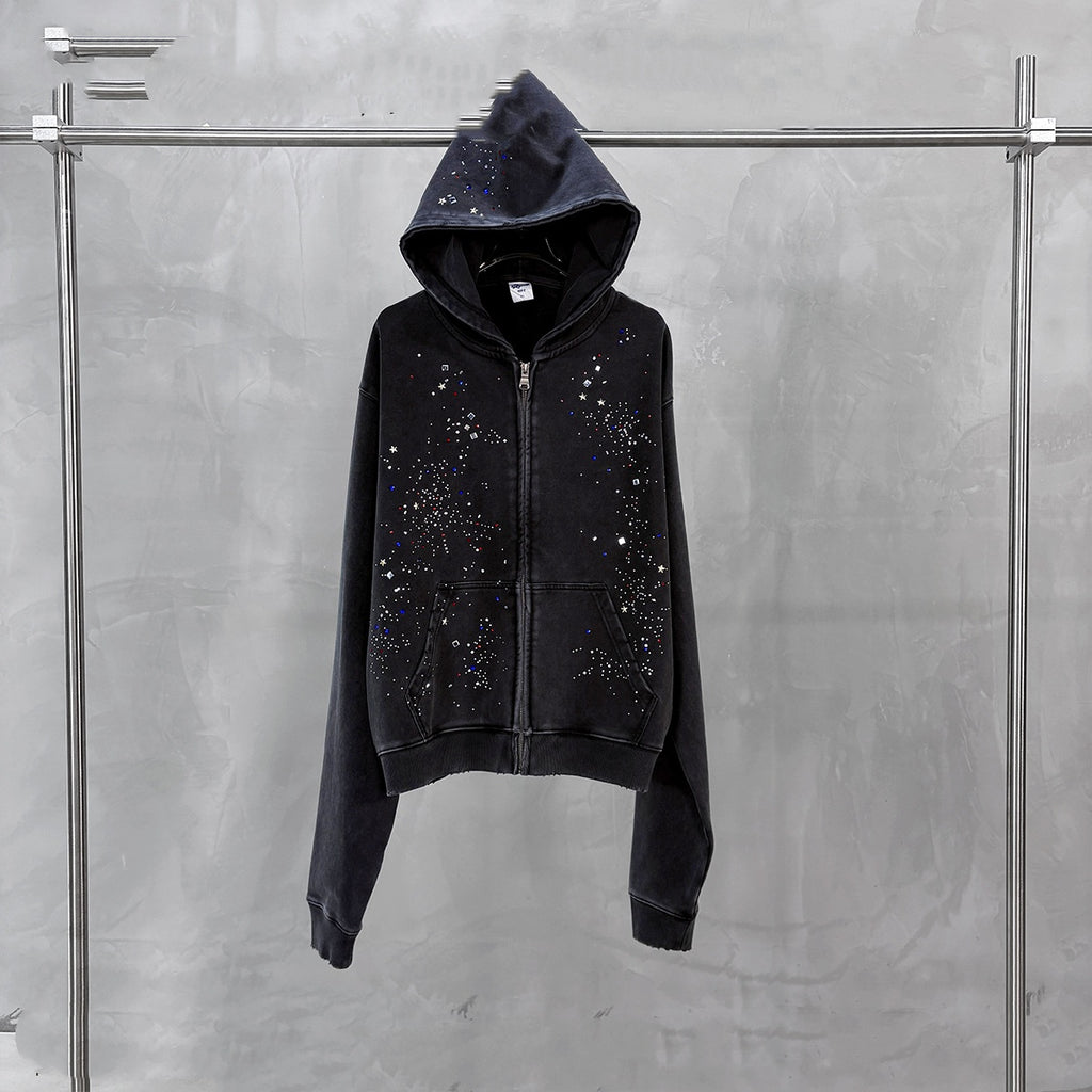 Rétro Hoodie pour hommes avec un fini lavé de neige