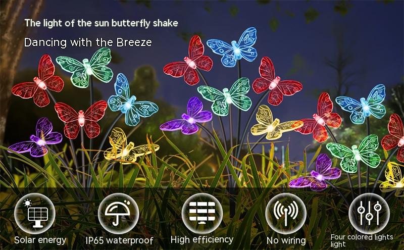Lampe solaire à papillon extérieur