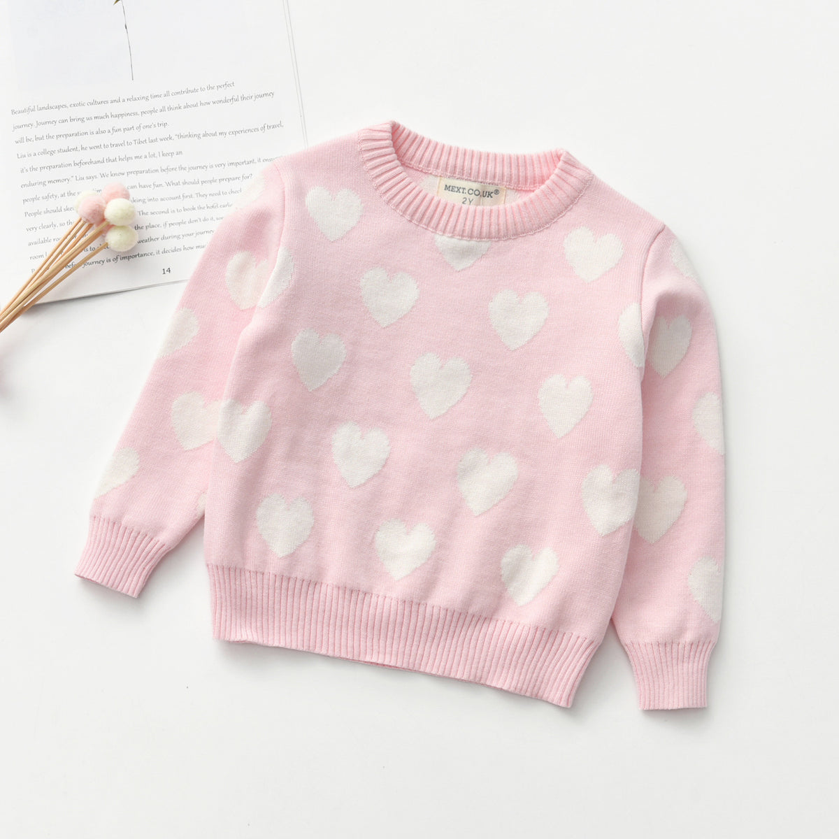 Coeur Col rond Manches longues Chandails pour enfants