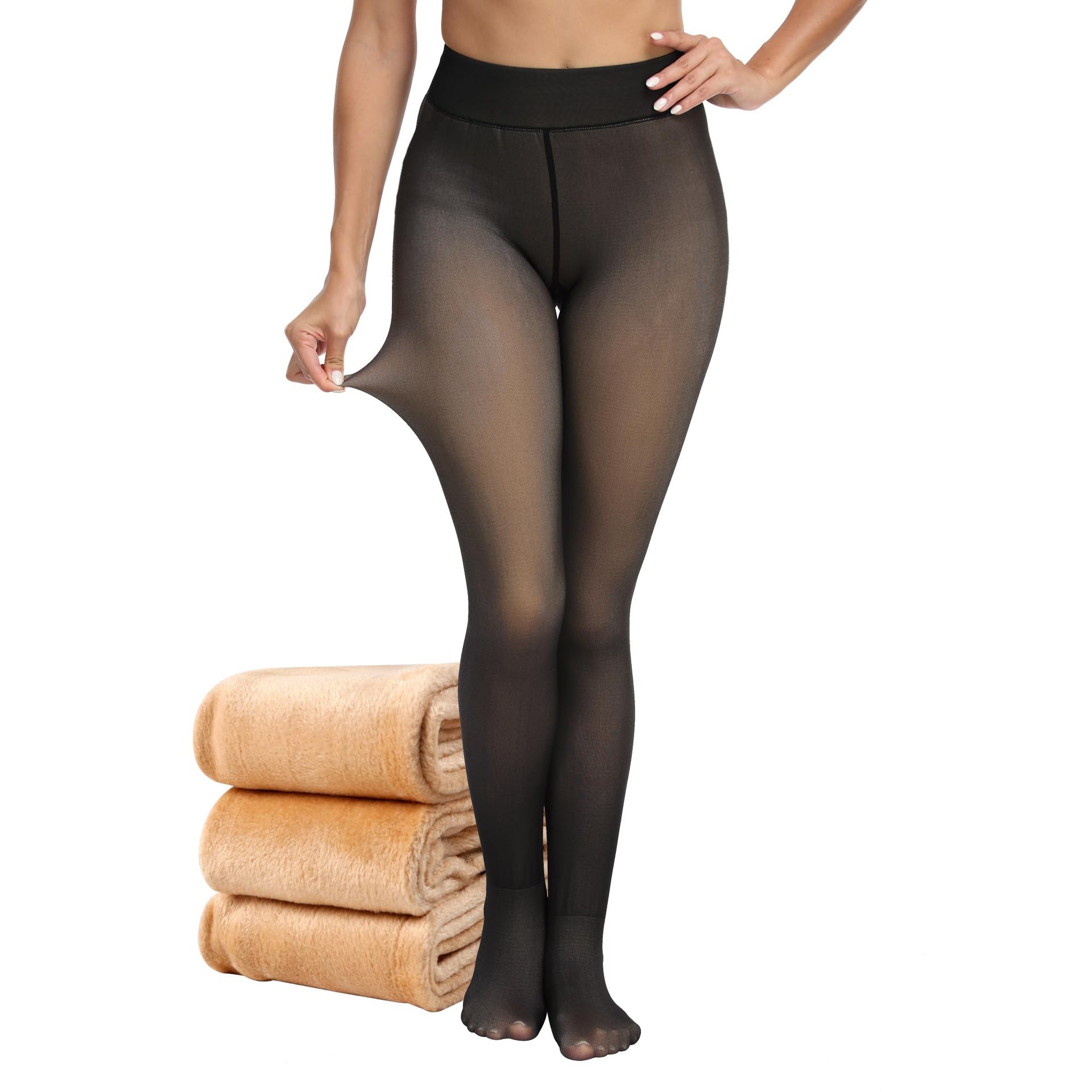Femmes Plus Taille Faux Transparent Noir Transparent Leggings Stewardess Chaussettes grises Flèche