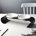 Double Bowl Dog Bowl Iron Frame Prote Spine Ceramic Bowl Set
