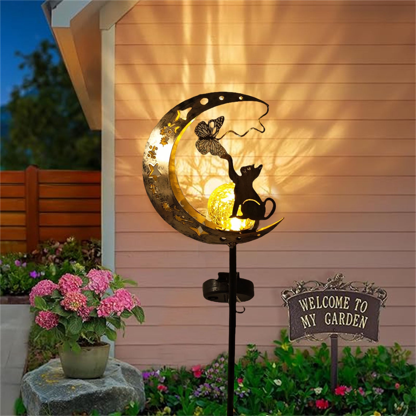 Fer brut extérieur jardin lumière solaire