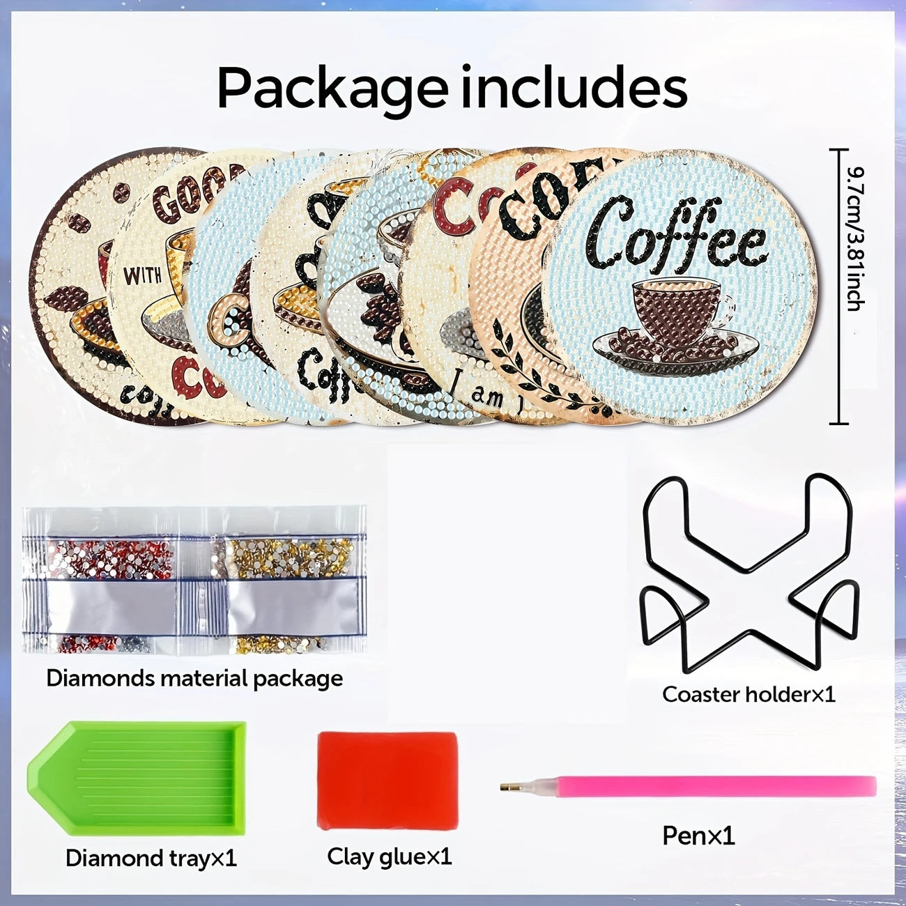 Diamant Art Dessin Coaster avec support