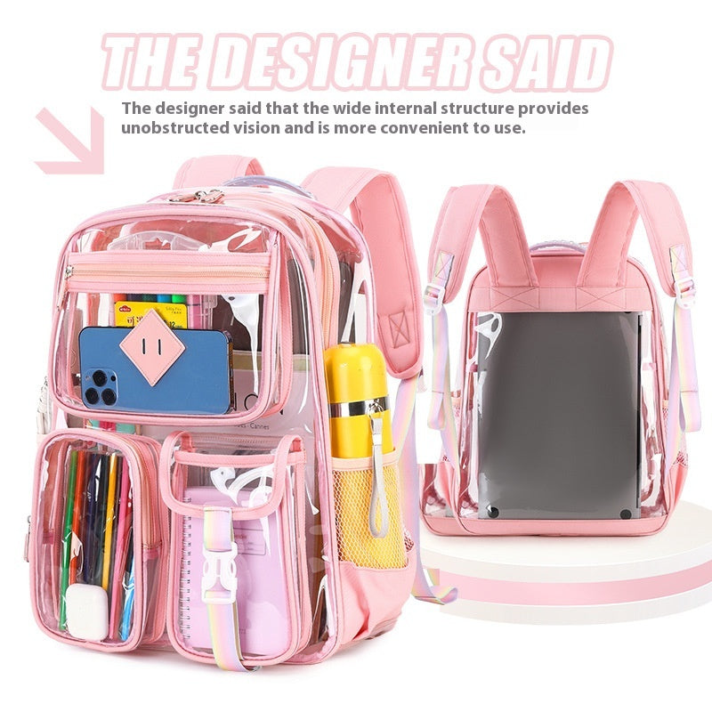 Sac transparent Sac d'école primaire étanche Sac d'école pour l'école secondaire