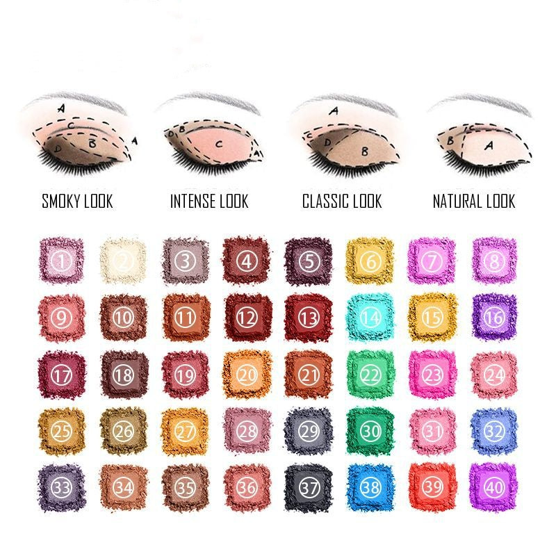 Shadow d'oeil de maquillage mixte multicolore Shimmer Matte