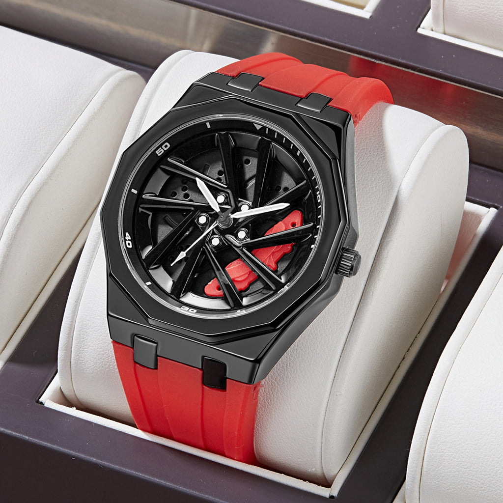 Montres rotatives Hommes Roue Hub Montres rotatives Quartz